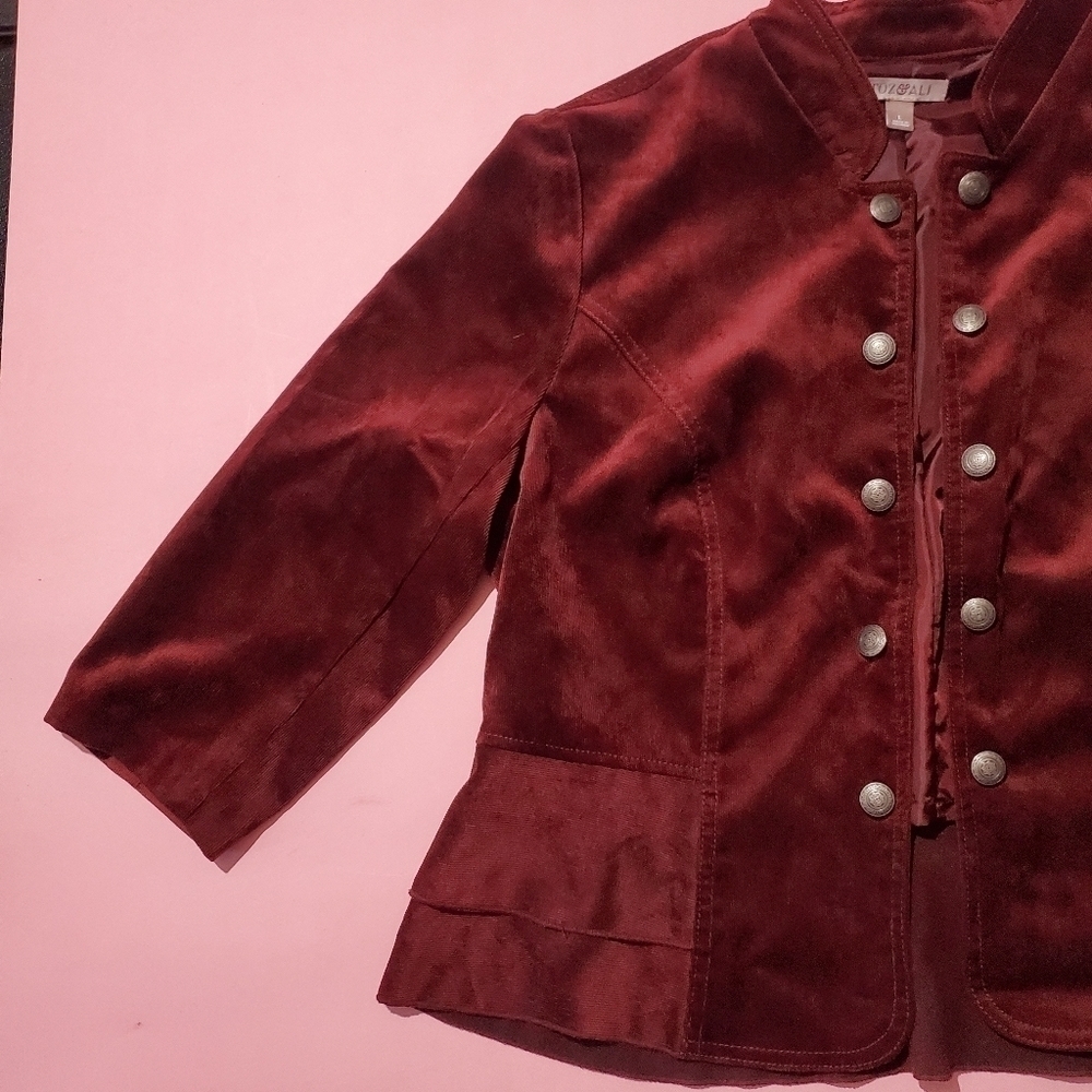 Super Cute Peplum Fall Brown Cordaroy Jacket Roz & Ali - Picture 4 of 8